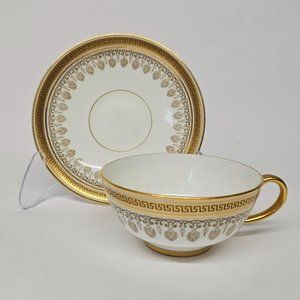 Antique Royal Cauldon Brown Westhead & Moore Traditional Tea Cup w Saucer H1640